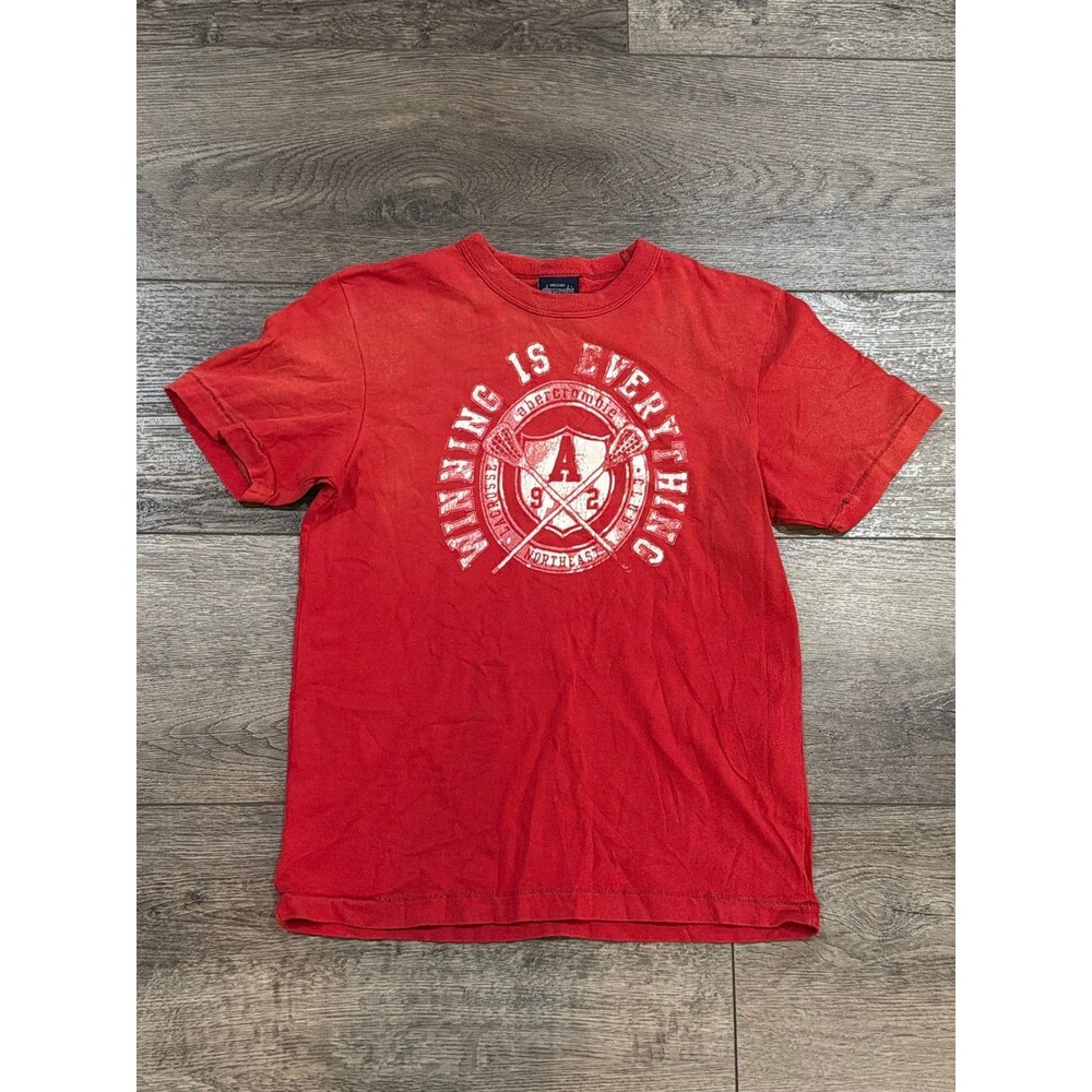 Vintage Abercrombie & Fitch Lacrosse Graphic T-Shirt Red Size M Single Stitch